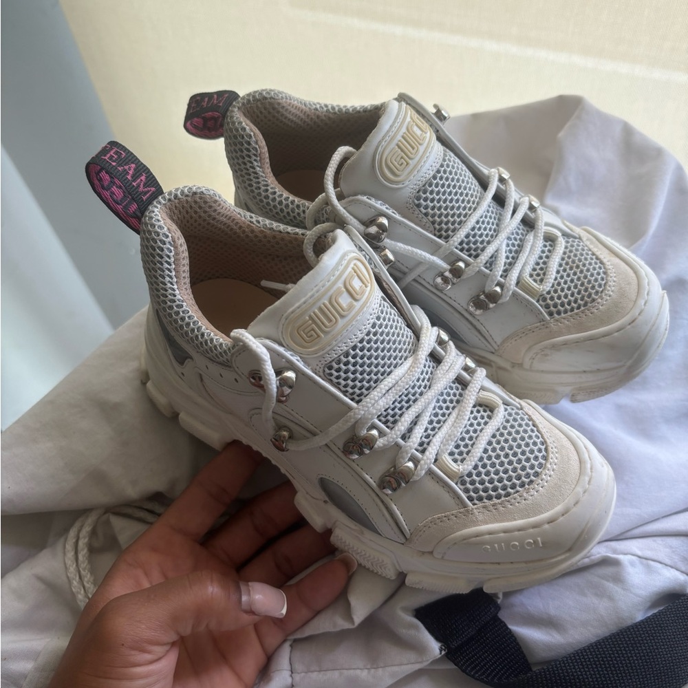 Gucci Mesh Sneakers in White and Gold kids